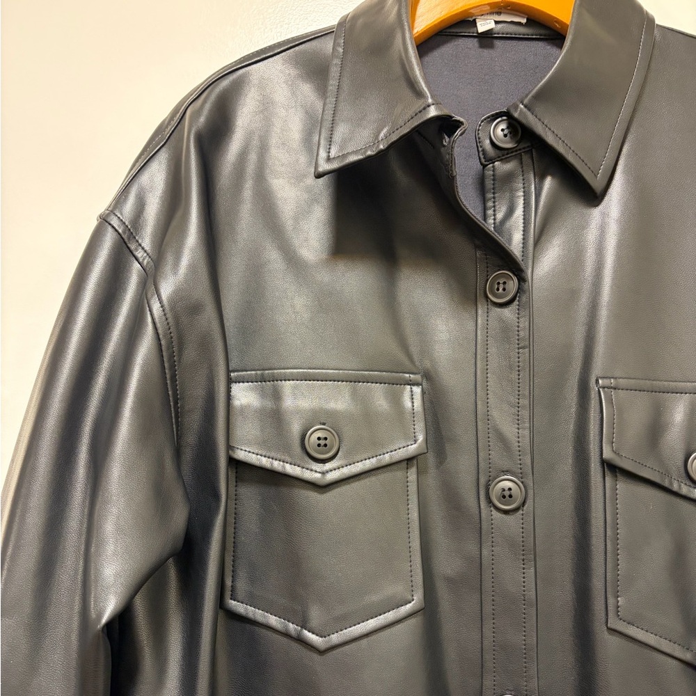 Black Faux Leather Shacket
